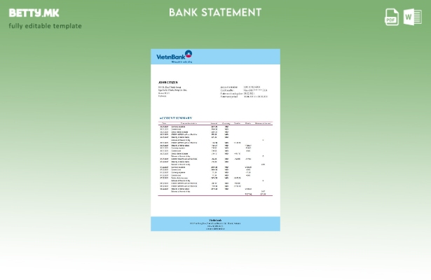 Модерен стил Шаблон за зборови за изјава на Виетнам Виетнанбанк